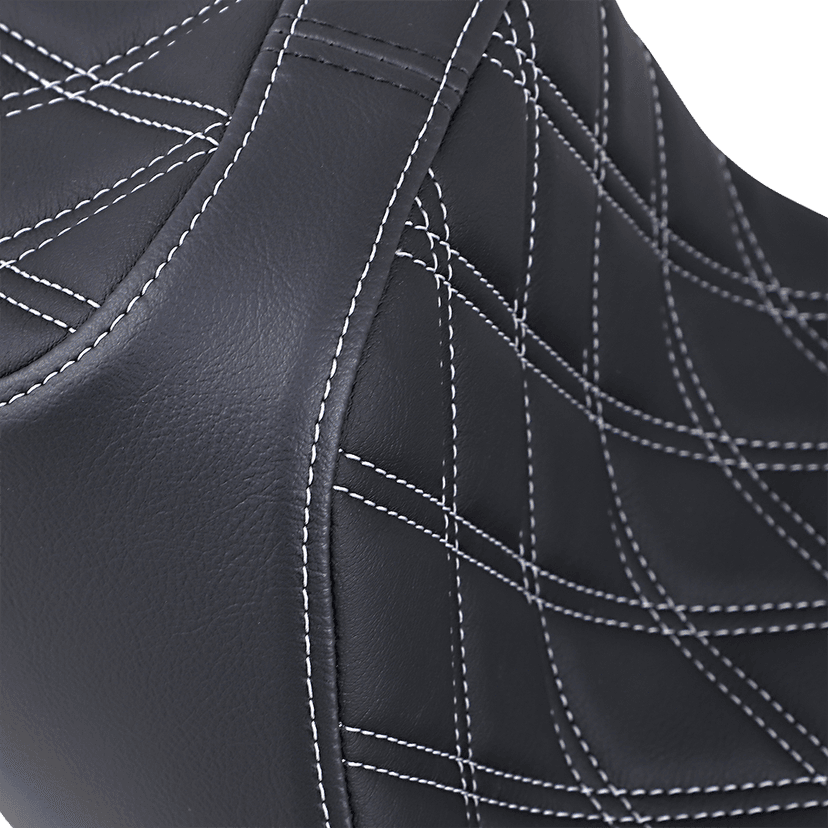 DRAG SPECIALTIES SEATS 0801-1261 Predator III Seat - Extended Reach - Double Diamond - Silver Stitched - FL '08-'23 — image 2 of 3