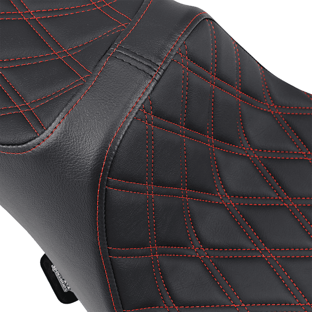 DRAG SPECIALTIES SEATS 0801-1262 Predator III Seat - Extended Reach - Double Diamond - Red Stitched - FL '08-'23 — image 2 of 3