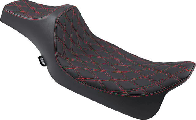 DRAG SPECIALTIES SEATS 0801-1262 Predator III Seat - Extended Reach - Double Diamond - Red Stitched - FL '08-'23 — image 1 of 3