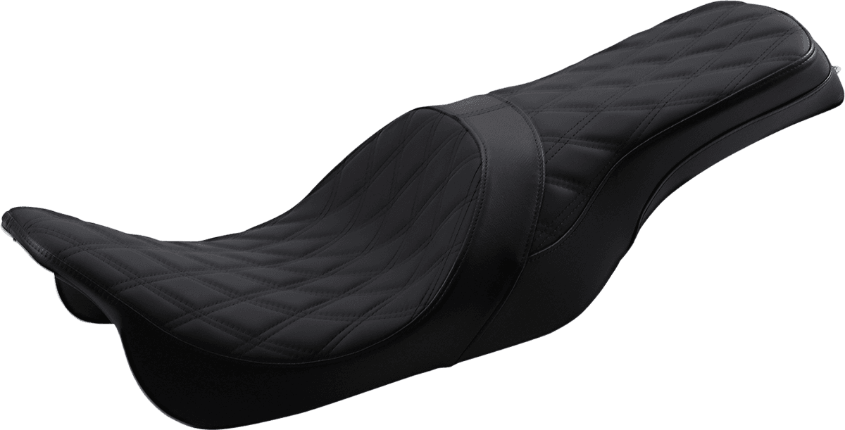 DRAG SPECIALTIES SEATS 0801-1265 Forward Positioned Predator 2-Up Seat - Double Diamond - Black Stitching - FL '08-'23