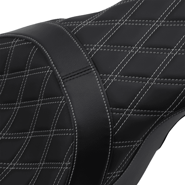 DRAG SPECIALTIES SEATS 0801-1266 Forward Positioned Predator 2-Up Seat - Double Diamond - Silver Stitched - FL '08-'23 — image 2 of 2