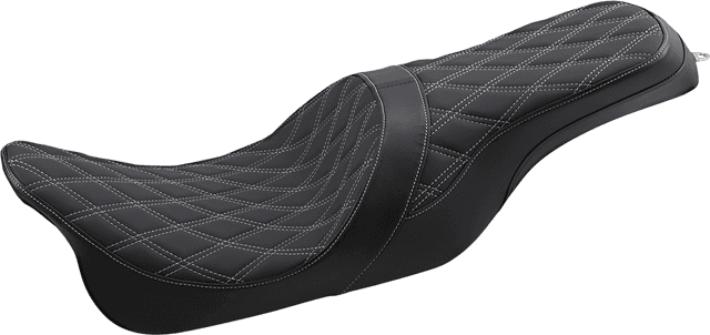 DRAG SPECIALTIES SEATS 0801-1266 Forward Positioned Predator 2-Up Seat - Double Diamond - Silver Stitched - FL '08-'23 — image 1 of 2
