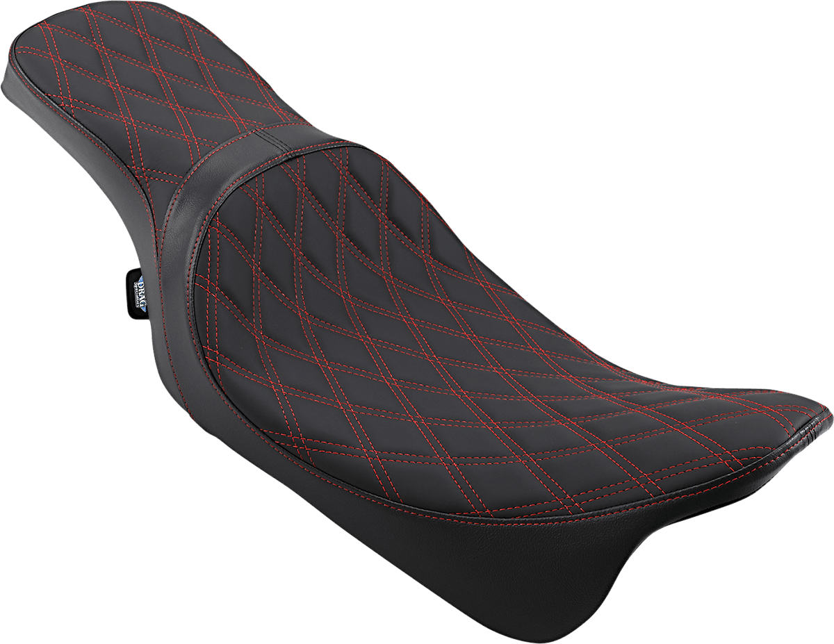 DRAG SPECIALTIES SEATS 0801-1272 Predator 2-Up Seat - Double Diamond - Red Stitching - FL '08-'23