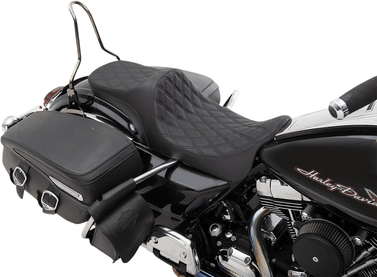 DRAG SPECIALTIES SEATS 0801-1304 Predator III 2-Up Seat - Double Diamond - Black Thread - FL '08-'23