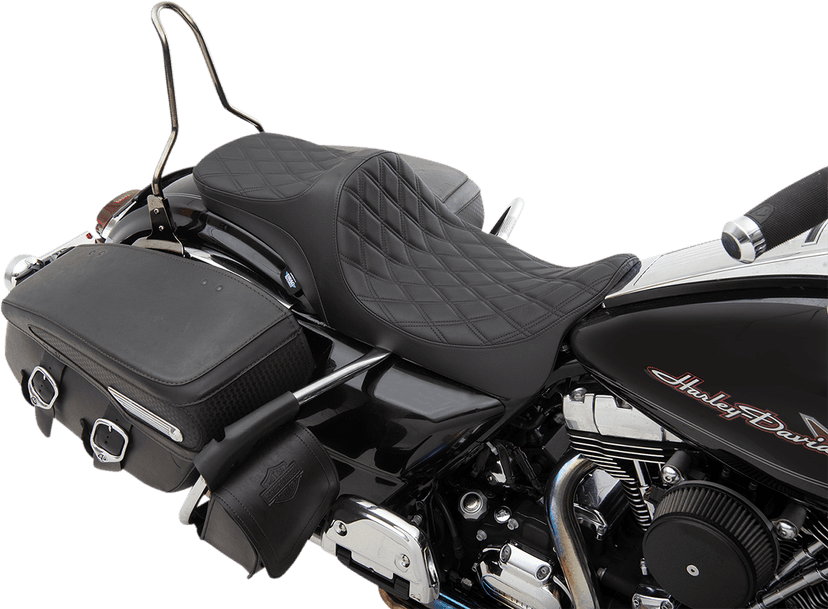 DRAG SPECIALTIES SEATS 0801-1304 Predator III 2-Up Seat - Double Diamond - Black Thread - FL '08-'23 — image 1 of 2