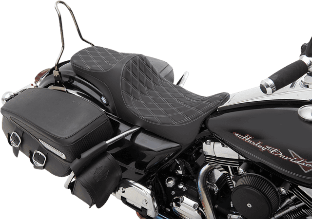 DRAG SPECIALTIES SEATS 0801-1305 Predator III 2-Up Seat - Double Diamond - Silver Thread - FL '08-'23 — image 1 of 2