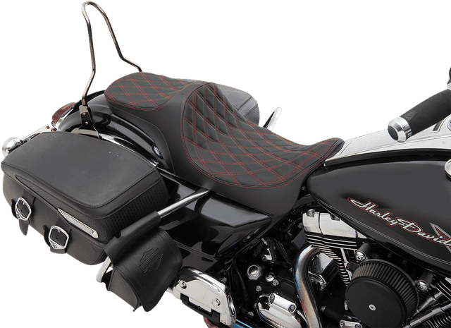 DRAG SPECIALTIES SEATS 0801-1306 Predator III 2-Up Seat - Double Diamond - Red Thread - FL '08-'23 — image 1 of 2