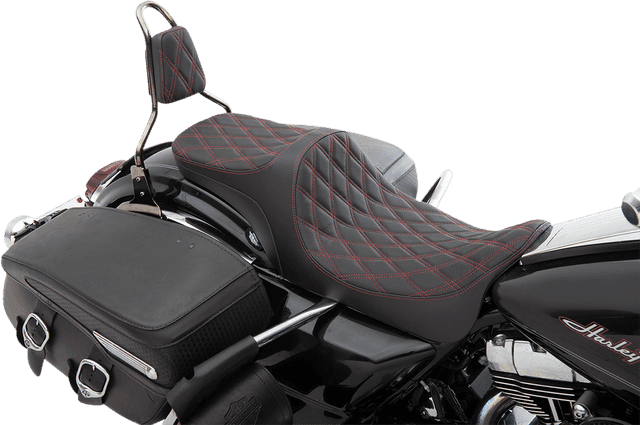 DRAG SPECIALTIES SEATS 0801-1306 Predator III 2-Up Seat - Double Diamond - Red Thread - FL '08-'23 — image 2 of 2