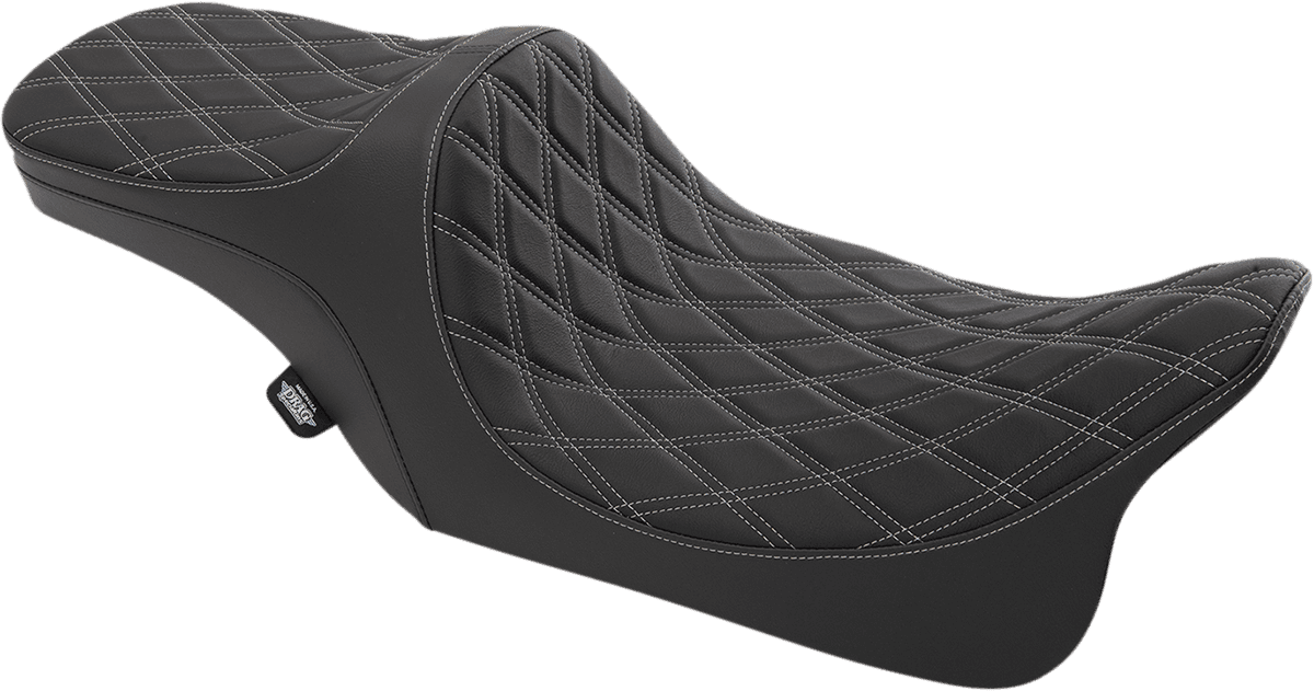 DRAG SPECIALTIES SEATS 0801-1309 Predator III 2-Up Seat - Double Diamond - Silver Thread - FL '99-'07