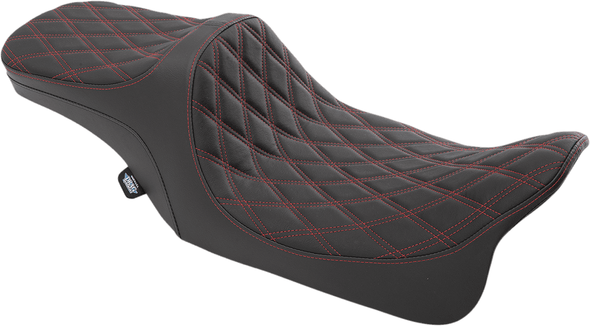 DRAG SPECIALTIES SEATS 0801-1310 Predator III 2-Up Seat - Double Diamond - Red Thread - FL '99-'07