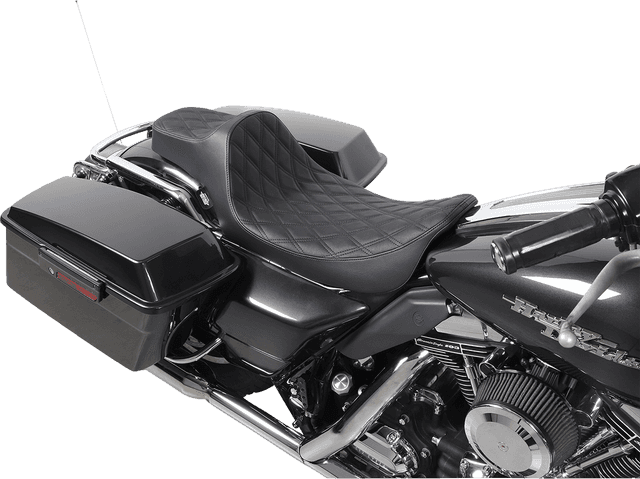 DRAG SPECIALTIES SEATS 0801-1369 Extended Reach Predator III Seat - Double Diamond - Black Stitching - FL '99-'07 — image 6 of 6