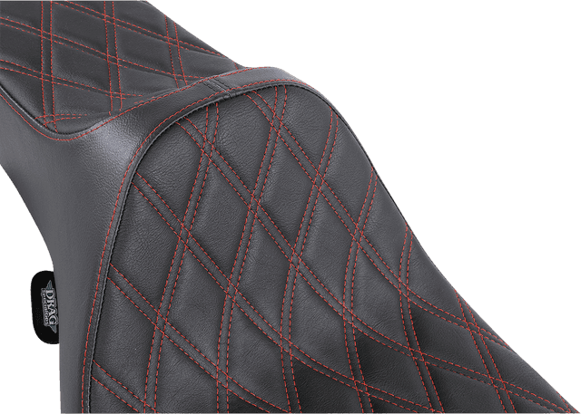 DRAG SPECIALTIES SEATS 0801-1371 Extended Reach Predator III Seat - Double Diamond - Black w/ Red Stitching - FL '99-'07 — image 3 of 6