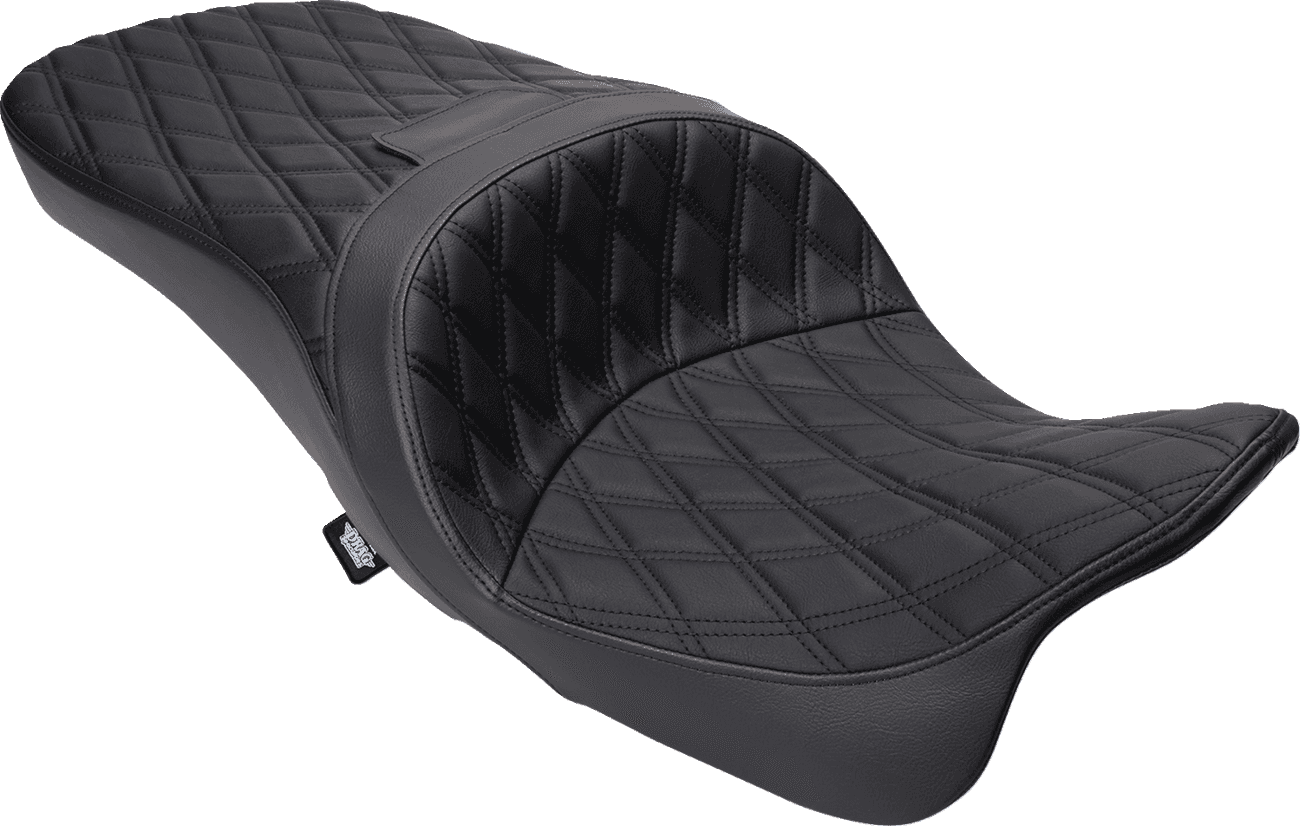 DRAG SPECIALTIES SEATS 0801-1481 Freedom Seat - Vinyl - Double Diamond Black Stitch - FLH '09-'23