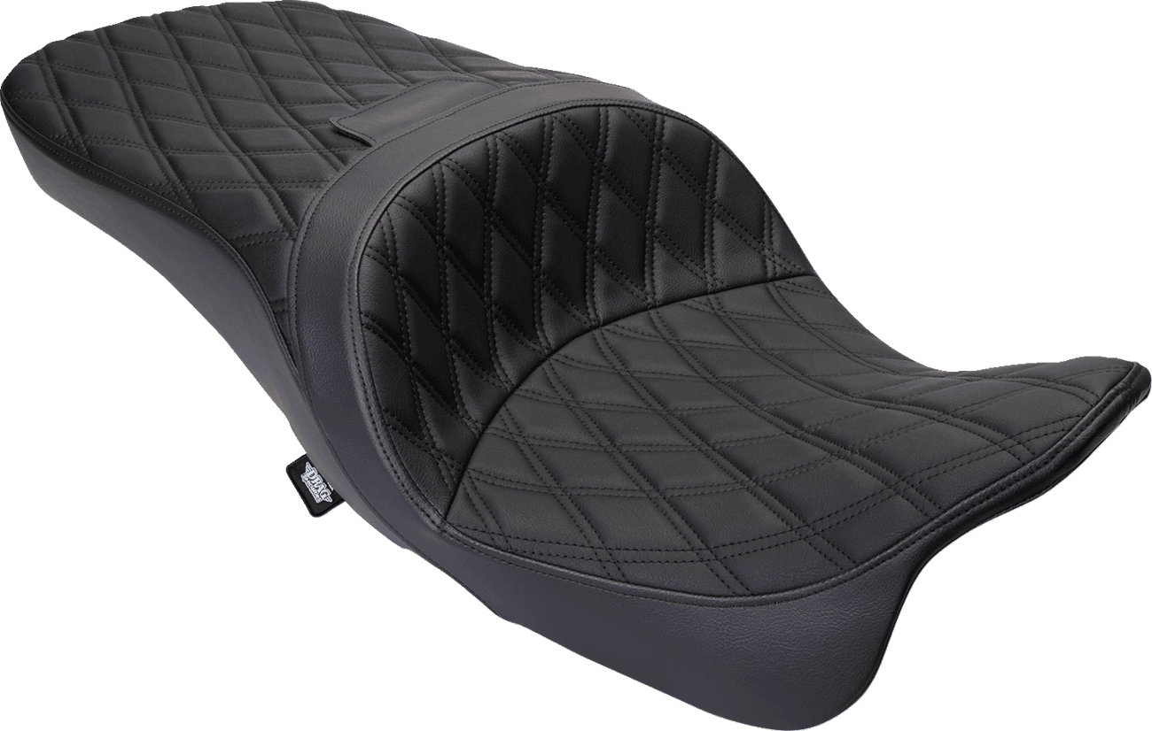DRAG SPECIALTIES SEATS 0801-1481 Freedom Seat - Vinyl - Double Diamond Black Stitch - FLH '09-'23