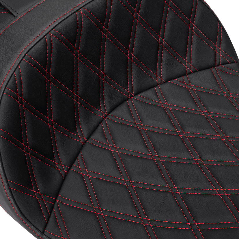 DRAG SPECIALTIES SEATS 0801-1484 Freedom Seat - Vinyl - Double Diamond Red Stitch - FLH '09-'23 — image 4 of 4