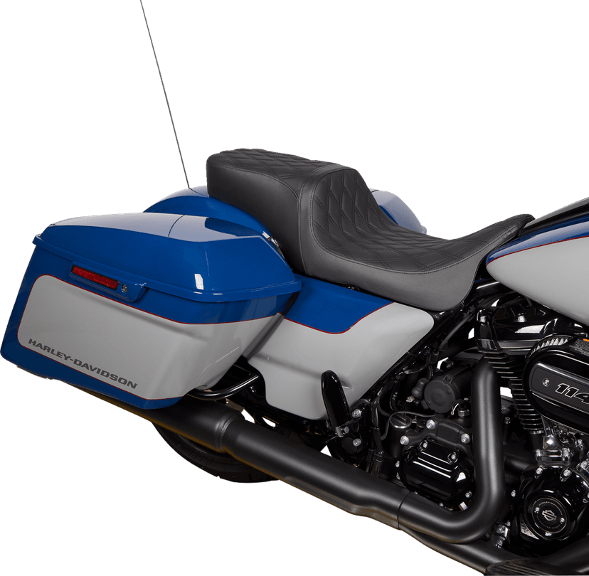 DRAG SPECIALTIES SEATS 0801-1490 Predator 2-Up Seat - Vinyl - Double Diamond Black Stitch - w/o Backrest - FL '08-'23 — image 4 of 4