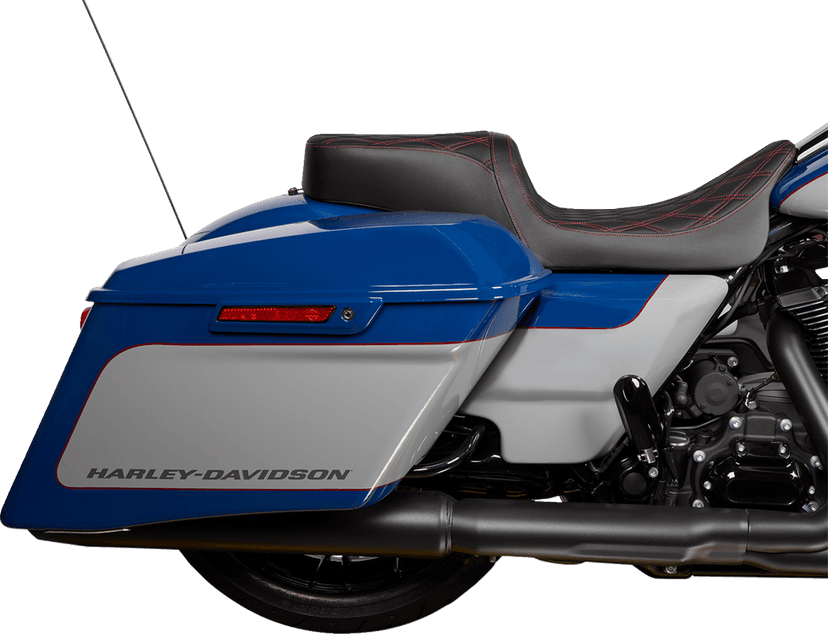 DRAG SPECIALTIES SEATS 0801-1494 Predator 2-Up Seat - Vinyl - Double Diamond Red Stitch - w/o Backrest - FL '08-'23 — image 2 of 4