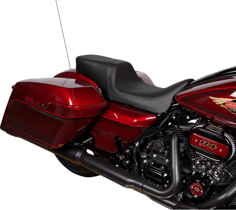 DRAG SPECIALTIES SEATS 0801-1495 Predator 2-Up Seat - Solar Leather - Black - Smooth - w/o Backrest - FL '08-'23 — image 3 of 4