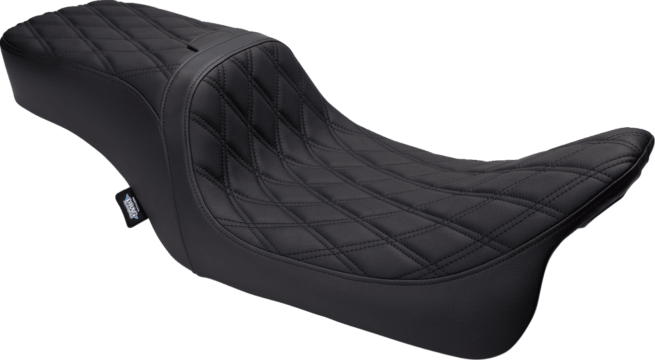 DRAG SPECIALTIES SEATS 0801-1500 Predator 2-Up Seat - Vinyl - Double Diamond - w/o Backrest - FLH/FLTR '08-'23
