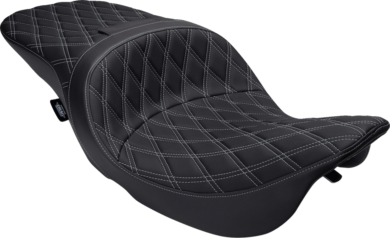 DRAG SPECIALTIES SEATS 0801-1506 Freedom Seat - Vinyl - Double Diamond Silver Stitch - FLH '97-'07
