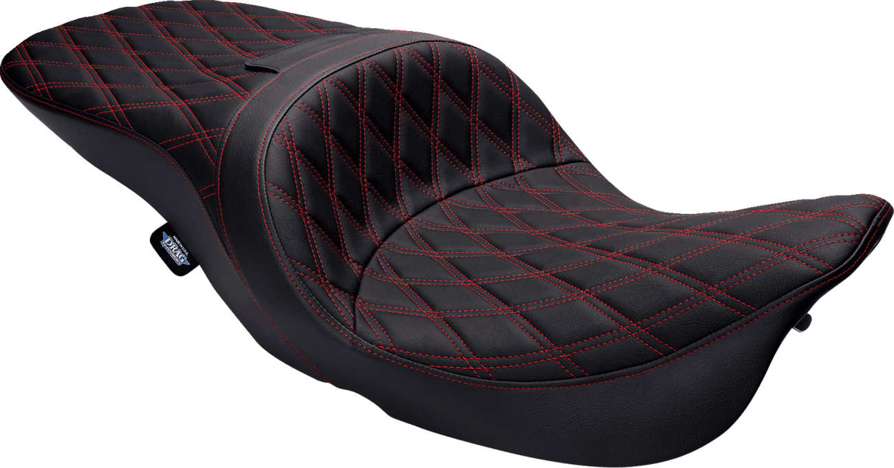 DRAG SPECIALTIES SEATS 0801-1507 Freedom Seat - Vinyl - Double Diamond Red Stitch - FLH '97-'07