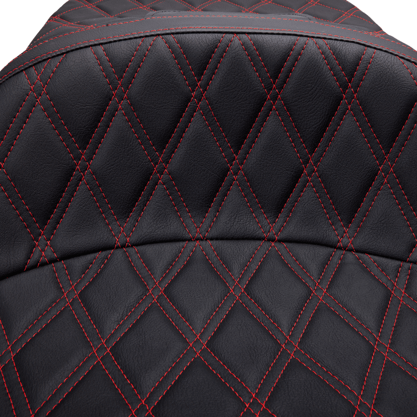 DRAG SPECIALTIES SEATS 0801-1507 Freedom Seat - Vinyl - Double Diamond Red Stitch - FLH '97-'07 — image 4 of 4