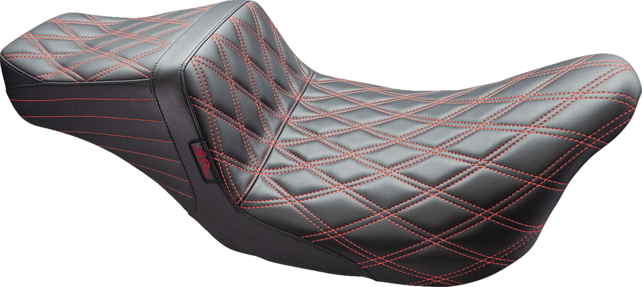 LE PERA 0801-1536 Tailwhip Seat - Double Diamond w/ Red Thread - Black - FL '08-'24