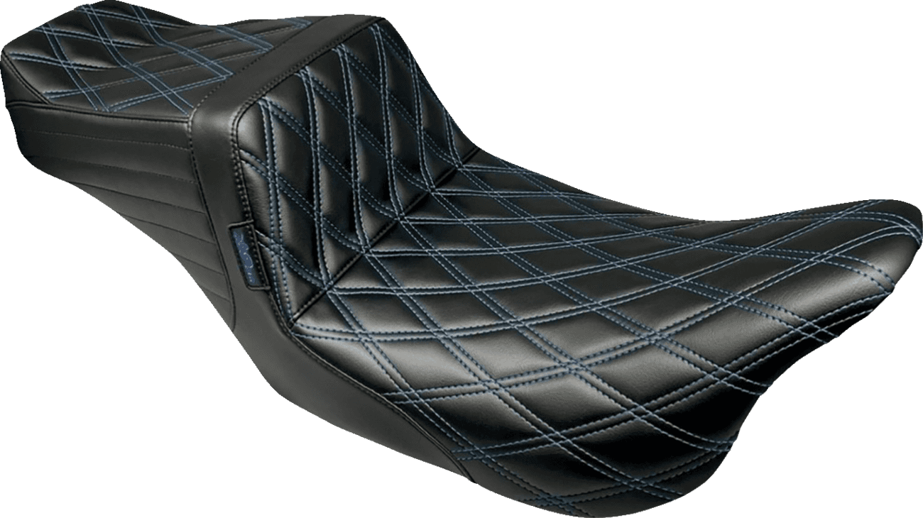 LE PERA 0801-1542 Tailwhip Seat - Double Diamond w/ Blue Thread - Black - FLH/FLT '08-'24