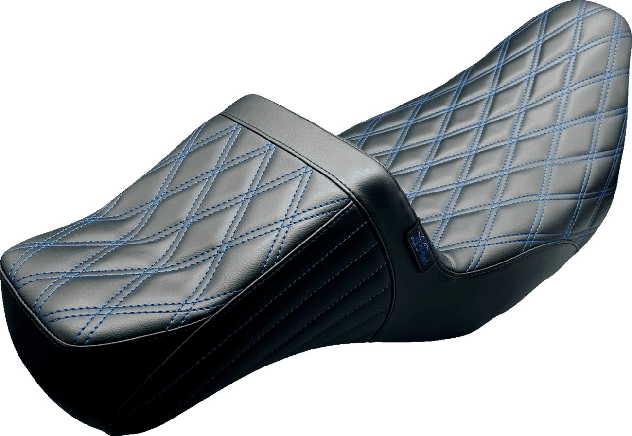 LE PERA 0801-1543 Tailwhip Daddy Long Legs Seat - Double Diamond w/ Blue Thread - FLH/FLT '08-'24