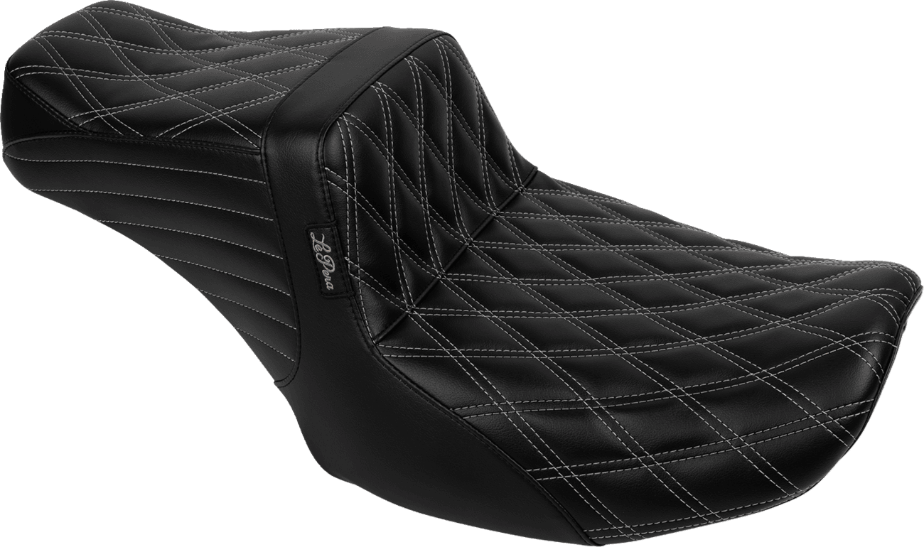 LE PERA 0801-1850 Tailwhip Seat - Bright Gray Double Diamond Stitch - FLH/FLT '23-'25