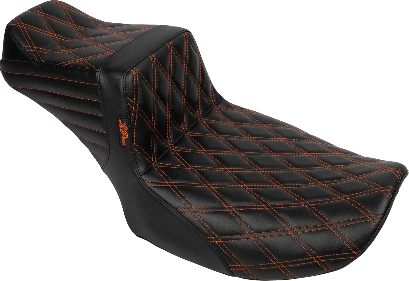 LE PERA 0801-1855 Tailwhip Daddy Long Legs Seat - Burnt Orange Double Diamond Stitch - FLH/FLT '23-'25