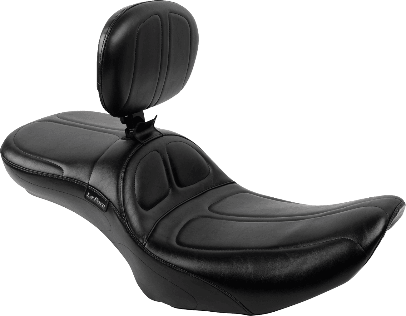 LE PERA 0801-1874 Maverick Daddy Long Legs Seat - With Backrest - Black - FLH/FLT '23-'25