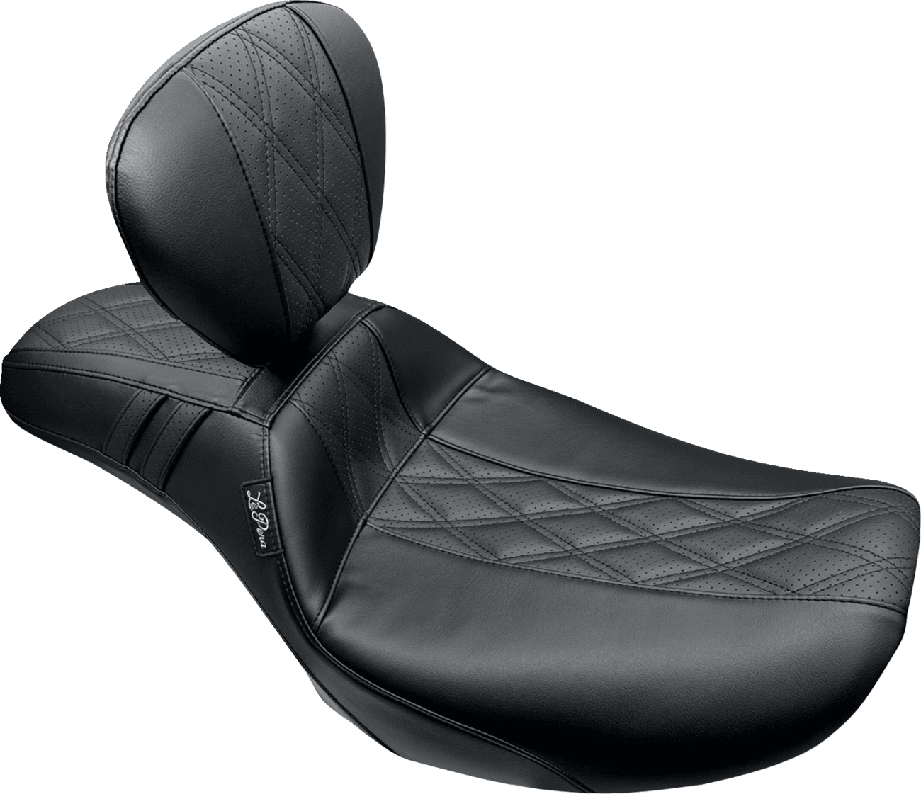 LE PERA 0801-1887 Outcast Daddy Long Legs Seat - w/ Backrest - GT2 Inlay - FLH/FLT '23-'25