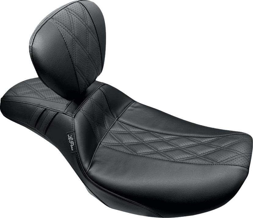 LE PERA 0801-1887 Outcast Daddy Long Legs Seat - w/ Backrest - GT2 Inlay - FLH/FLT '23-'25