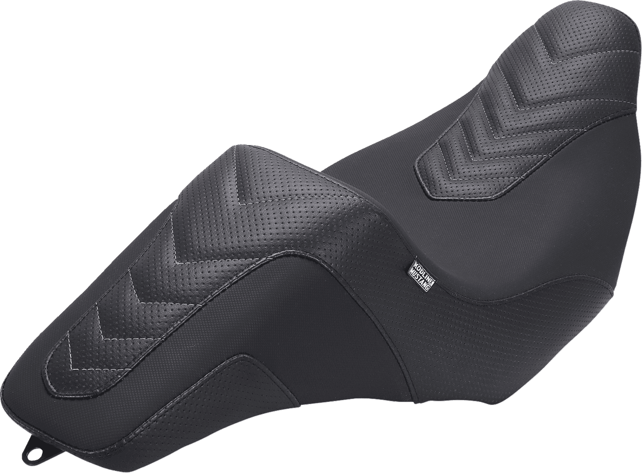 MUSTANG 0801-1902 Signature Series Squareback™ Seat - Gripper Vinyl - Chevron - Gunmetal Stitch - FLH/FLT '23-'25