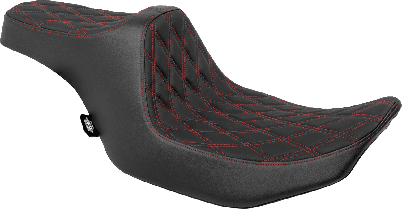 DRAG SPECIALTIES SEATS 0801-1920 Predator III Seat - Double Diamond - Red Stitched - FLT/FLH '23-'24