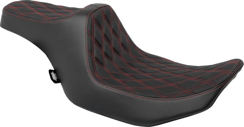 DRAG SPECIALTIES SEATS 0801-1920 Predator III Seat - Double Diamond - Red Stitched - FLT/FLH '23-'24 — image 1 of 4