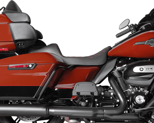 DRAG SPECIALTIES SEATS 0801-1925 Predator III Seat - Extended Reach - Double Diamnd - Red Stitching - FLH/FLT '08-'24 — image 3 of 4