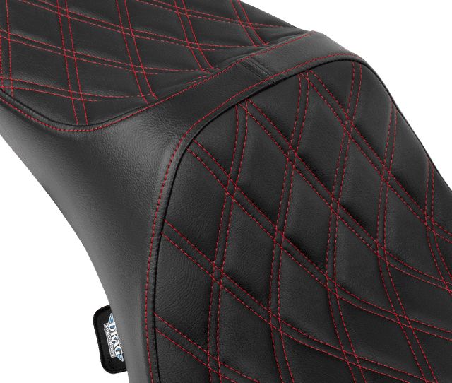 DRAG SPECIALTIES SEATS 0801-1925 Predator III Seat - Extended Reach - Double Diamnd - Red Stitching - FLH/FLT '08-'24 — image 4 of 4