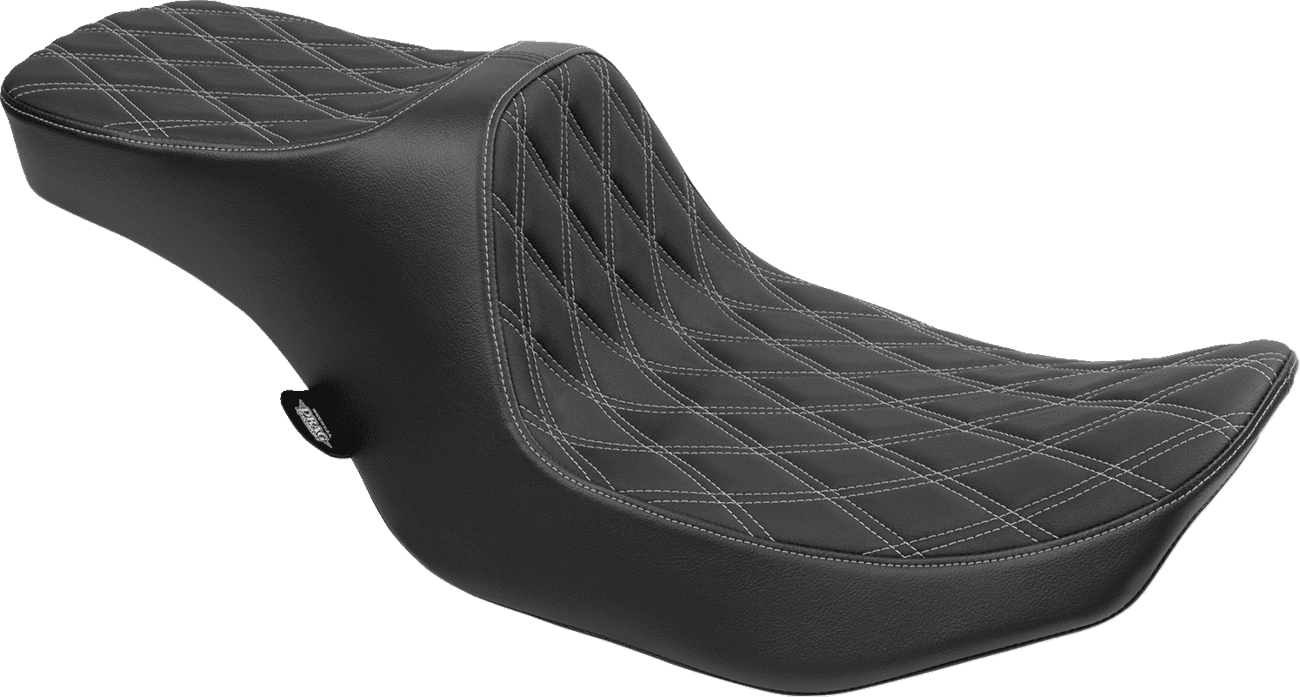 DRAG SPECIALTIES SEATS 0801-1932 Predator III 2-Up Seat - Vinyl - Double Diamond - Silver Stitching - FLT/FLH '23-'24