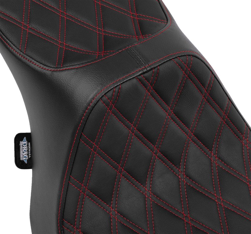 DRAG SPECIALTIES SEATS 0801-1933 Predator III 2-Up Seat - Vinyl - Double Diamond - Red Stitching - FLT/FLH '23-'24 — image 4 of 4