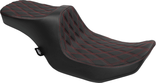 DRAG SPECIALTIES SEATS 0801-1933 Predator III 2-Up Seat - Vinyl - Double Diamond - Red Stitching - FLT/FLH '23-'24 — image 1 of 4