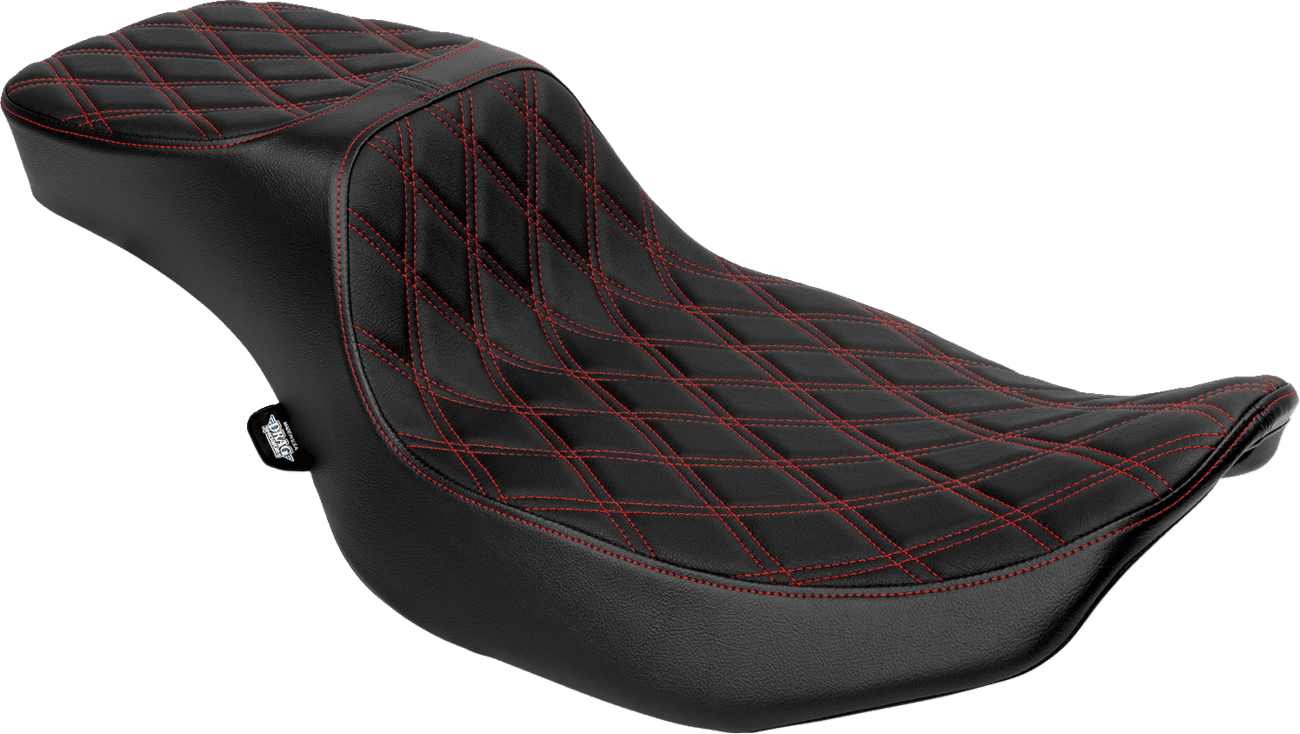DRAG SPECIALTIES SEATS 0801-1943 Performance Predator 2-Up Seat - Extended Reach - Vinyl - Red Double Diamond Stitch