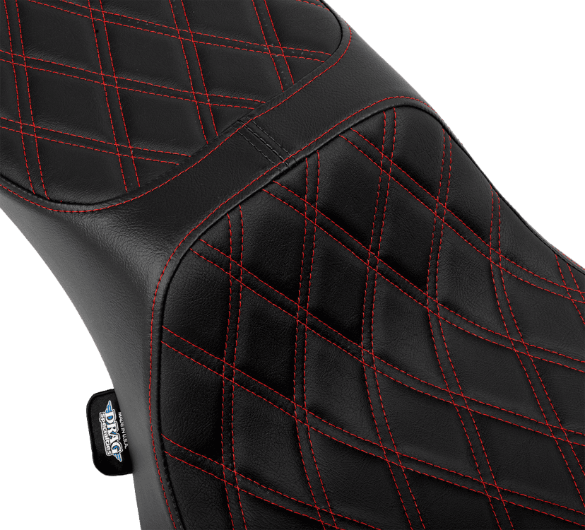 DRAG SPECIALTIES SEATS 0801-1943 Performance Predator 2-Up Seat - Extended Reach - Vinyl - Red Double Diamond Stitch — image 2 of 4