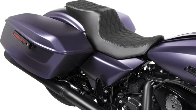 DRAG SPECIALTIES SEATS 0801-1948 Predator 2-Up Seat - Vinyl - Double Diamond Black Stitch - w/o Backrest - FLTR/FLHX '23-'24 — image 2 of 4