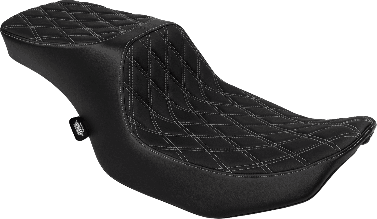 DRAG SPECIALTIES SEATS 0801-1949 Predator 2-Up Seat - Vinyl - Double Diamond Silver Stitch - w/o Backrest - FLTR/FLHX '23-'24