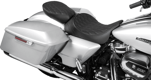 DRAG SPECIALTIES SEATS 0801-1953 Rear Solo Seat - Wide - Double Diamond - Black Stitch - FL '97-'23 — image 2 of 3