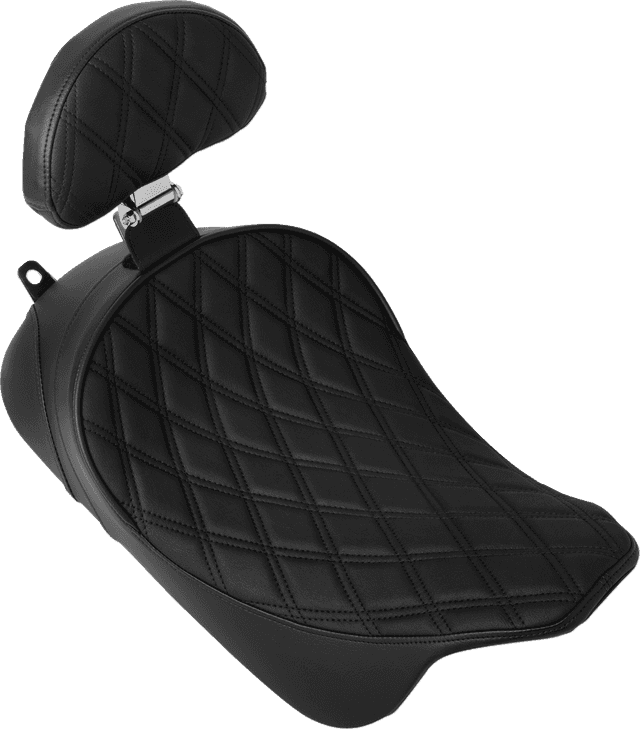 DRAG SPECIALTIES SEATS 0801-1955 Solo Front Seat - Double Diamond - Black Stitch - w/ Backrest Option - FL '08-'23 — image 1 of 5