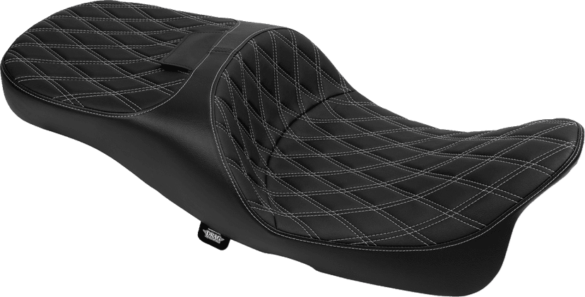 DRAG SPECIALTIES SEATS 0801-1981 Extended Reach Freedom Seat - Vinyl - Double Diamond - Silver Stitch - FLT/FLH '09-'25 — image 1 of 4
