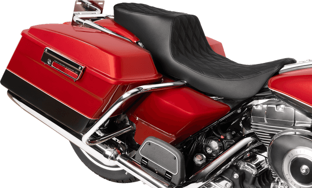 DRAG SPECIALTIES SEATS 0801-1996 Predator 2-Up Seat - Vinyl - Double Diamond - Black Stitching- w/o Backrest - FL '97-'07 — image 2 of 4